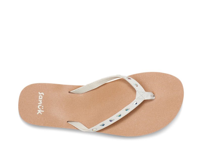 Sanuk Yoga Joy Bling Rhinestone Women's Sandals White / Brown | Canada 164TCE